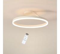 LIUYU Lámpara de Techo LED Plafón Moderno Redondo 50cm 32W Semiempotrada Regulable con Mando a Distancia Blanco para Salón Dormitorio Habitación