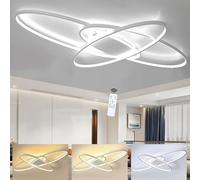 LIUYU Lampara Salon Techo Regulable Blanco, Plafon LED 95 x 65 cm, 54 W | lamparas de techo salon temperatura color regulable 3000K-6500K, función memoria, diseño ovalado moderno