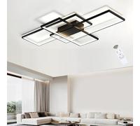 LIUYU Lampara Techo LED Moderna Regulable Plafón Rectangular, 3000K-6500K, 140x80cm 90W, para Salon Dormitorio, Negro
