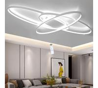 LIUYU Lampara Techo Salon Moderna Regulable 3000K-6500K - Plafón LED Ovalado Blanco 95x65 cm, 75W, 6700LM - Para Salón, Dormitorio, Cocina