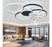 LIUYU Lampara Techo Salon Regulable 3000K-6500K, Redondo 100 cm, 90W 8100LM, Plafón LED Circular Moderno Negro+Blanco con Control Remoto para Sala Dormitorio Comedor