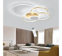 LIUYU Lampara Techo Salon Regulable 3000K-6500K, Redondo 80 cm, 68W 5800LM, Plafón LED Circular Moderno Dorado+Blanco con Control Remoto para Sala Dormitorio Comedor