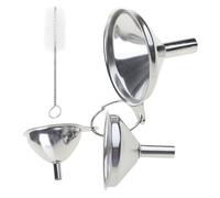 LIUZIKUN Juego de 3 embudos de cocina de acero inoxidable, embudo de metal de grado alimenticio con cepillo pequeño para llenar botellas