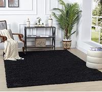 Livabliss Home Shaggy Rug - Alfombra Salon Grande Habitacion, Dormitorio - Alfombra Pelo Largo Berber Abstracta, Pelo Grueso y Esponjoso - Alfombras Grande de 100x200cm, Negro