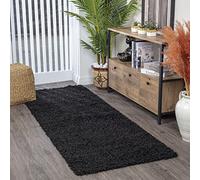 Livabliss Home Shaggy Rug - Alfombra Salon Grande Habitacion, Dormitorio - Alfombra Pelo Largo Berber Abstracta, Pelo Grueso y Esponjoso - Alfombras Grande de 80x220cm, Negro