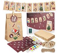 LIVAIA Calendario Adviento DIY para Rellenar - Bonito Calendario Adviento 2025 con 24 Bolsas Papel Kraft, Sobres Papel, Adhesivos y Pegatinas de Cifras - Regalos Personalizados para Hombres y Mujeres