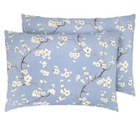 LIVARNO® Funda de almohada reversible de satén de microfibra 50 x 75 cm, pack 2 (Flor de cerezo/azul)