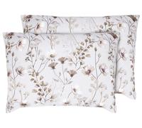 LIVARNO® Funda de almohada reversible de satén de microfibra 50 x 75 cm, pack 2 (Hojas/beige)