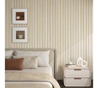 Livelynine Paneles Decorativos para Pared Madera Beige 60CMx3M Revestimiento Pared PVC Baño Salon Dormitorio Panel decorativo Pareds Habitación Oficina Estudio Revestimiento de Paredes Madera Claro