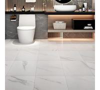 Livelynine Suelo Vinilo Autoadhesivo Blanco Vinilo Suelo Autoadhesivo Antiralladuras 30x30CM Suelos Vinilico Auto-adhesivo Cocina Losetas Vinilos para Suelos Baño Vinilico Adhesivo Marmol, 4 Losetas