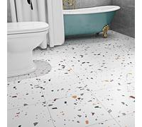 Livelynine Suelo Vinilo Autoadhesivo Efecto Terrazo Vinilo Suelo Autoadhesivo Antiralladuras Suelo Vinilico Autoadhesivo Blanco Lavable para Baño Cocina Salón Losetas Vinilo para Suelo 30x30 4 Losetas
