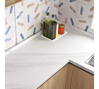 Livelynine Vinilo Adhesivo Cocina Encimera Marmol Blanco 40CMx5M Papel Pintado Pared Baño Impermeable Vinilo para Encimera de Cocina Mármol Gris Claro Papel Adhesivo Muebles Armarios Escritorio Mesa