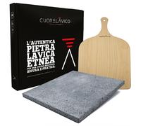 LIVIC HEART-La Placa refracaccaria original de Piedra de lava para pizza, 39x35x2-El juego with a Piedra refraccaria para pizza y una Máscara. Hecho en Italia