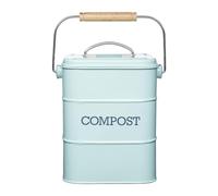 Living Nostalgia KitchenCraft Metal Kitchen Compost Bin, Duck Egg Blue