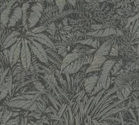 Livingwalls Papel pintado 395604 – Selva floral verde/negro, metalizado plateado/dorado 10,05x0,53m