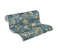 Livingwalls Hot Spots papel pintado no tejido con efecto metálico en azul, dorado, crema, petróleo, metálico - papel pintado floral 10,05 x 0,53 m - 781994