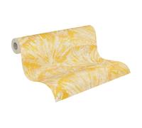 Livingwalls Papel pintado no tejido Hot Spots hojas amarillo/crema/beige/metálico 10,05x0,53 m