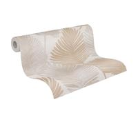 livingwalls Hot Spots papel pintado no tejido con motivo de hojas en crema, beige, gris, metálico - papel pintado decorativo 10,05 x 0,53 m - 786731