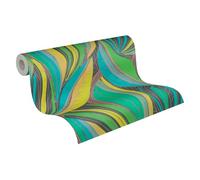 Livingwalls Hot Spots papel pintado no tejido con motivo de hojas en verde, amarillo, turquesa, metálico - papel pintado decorativo 10,05 x 0,53 m - 786551