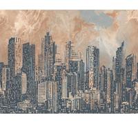 Livingwalls - Papel pintado fotográfico (2,80 x 3,71 m), diseño de horizonte, color naranja