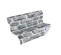 Livingwalls Papel pintado mural DESIGNDROP - Papel pintado en tejido sin tejer revestido de piedra, gris, negro - 10,05m x 0,53m - moderno efecto piedra natural para el salón - 784571