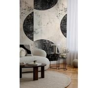 Livingwalls papel pintado mural panorámico tejido no tejido con diseño de círculos en negro, blanco, gris - papel pintado mural industrial 8,80 m x 0,53 m - colección COSMOPOLITAN - 791441