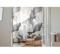 Livingwalls papel pintado mural panorámico tejido no tejido con diseño de hojas en gris, blanco, negro - papel pintado mural artístico 8,80 m x 0,53 m - colección COSMOPOLITAN - 791449