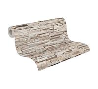 Livingwalls Travel Styles - Papel pintado no tejido con aspecto de piedra natural en beige y marrón, papel pintado escandinavo para diferentes habitaciones, 10,05 m x 0,53 m