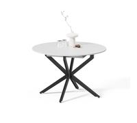 Livinity Mesa de Comedor Firenze, Blanco/Negro, 120 x 120 cm