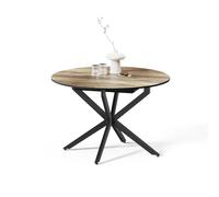Livinity Mesa de Comedor Firenze, Negro/Roble rústico, 120 x 120 cm | Extensible