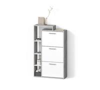 Livinity Zapatero Ortello, Blanco/hormigón, 80 x 128.3 cm | con 3 compartimentos