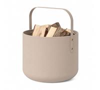 LIVLIG - Cesta de diseño para leña de metal, cesta de madera para leña con asa, gran cesta para leña de 36 x 44 cm, cesta de madera como accesorio para chimenea, cesta de almacenamiento con aspecto