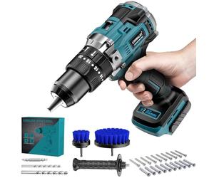 LIVOWALNY 90Nm Taladro Percutor a Bateria Compatible con Makita 18V | Velocidad 2 velocidades y 23 Ajustes Torque, 550-2150RPM, Luz LED, para Trabajos Renovación, Cambio Tornillos（Sin Batería）