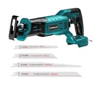 LIVOWALNY Sierra Sable Compatible con Ma-kita 18V, 3200 SPM Motor Sin Escobillas, 3 Velocidades Variables, Sierra de Sable con 4 Hojas de Sierra, Para Cortar Madera y metal-Azul (SOLO HERRAMIENTA)