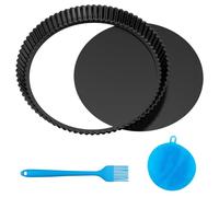 Lixiluxia Moldes Tartas Redondo 28cm, Molde para Quiche con Base Extraíble, Molde Tartaletas de Acero al Carbono Antiadherentes, Forma de Quiches, para Pasteles, Pizza, Tarte Tatin, Pie Pan, Negro