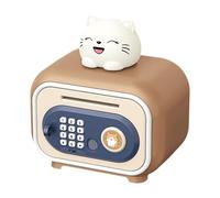 LIXSAZSE Bonita alcancía electrónica con Capacidad máxima para niños Que adoran Ahorrar Dinero eficientemente. Incluye contraseña de Doble Modo. Incluye, Gato marrón, 19.7 x 14 x 23 cm