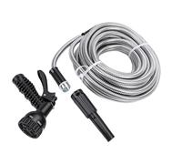 LIYJTK Expandable Stainless Steel Garden Hose with Spray Nozzle Flexible Water Hose for Watering Plants Lawn Car Cleaning Outdoor Use (100 pies)