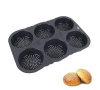 LIYJTK Molde para pan de hamburguesa de 6 cavidades, molde para pan plegable y reutilizable, molde para hornear resistente al calor de -40 ℉ a +446 ℉ para cocina