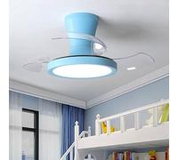 LJX 60cm Ventilador de Techo Sin Aspas con Luz Infantil 6 Velocidades Motor Dc Silencioso Temporizador Aspas Retráctiles Lámpara Ventilador Niñas para Dormitorio Infantil Cocina, Azul