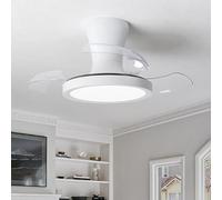 LJX 60cm Ventilador de Techo Sin Aspas con Luz Infantil 6 Velocidades Motor Dc Silencioso Temporizador Aspas Retráctiles Lámpara Ventilador Niñas para Dormitorio Infantil Cocina, Blanco