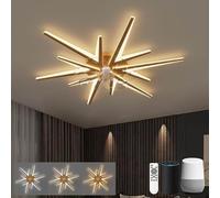 LJX 92cm Lámpara Ventilador Compatible con Alexa DC Ventilador de Techo con Luz 2.4G HZ Wifi Motor Silencioso Regulable Diseño Moderno Reversible para Dormitorio Cocina, Dorado