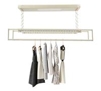 LKHDONG Tendedero eléctrico con mando a distancia, soporte extensible para ropa con iluminación LED, montaje en techo, capacidad de carga de 35 kg, color blanco