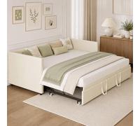 LKPOMI Sofá Cama Extensible 90/180 x 200 cm, sofá Cama de 2 plazas con función de Dormir y somier, Sofa Camas Nido, tapizado en Terciopelo, sin colchón (Beige)