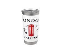 Llamada a Londres, Inglaterra, cabina telefónica roja dibujo Vaso térmico de acero inoxidable de doble pared