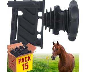 Llampec Aisladores para Pastor Eléctrico N°9N - Pack 15 Unidades - Aislador Roscado para Varilla de 6 a 14 mm - Polipropileno HH Reforzado Resistente a UV - Compatible con Hilo, Cuerda o Cinta