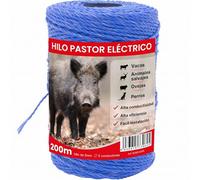 Llampec Hilo Pastor Eléctrico Azul 200 m x 3 mm - Cinta 6 Conductores Acero Inoxidable - Alta Conductividad y Resistencia UV - Cable Valla Eléctrica para Caballos, Vacas y Perros - Bobina Pastor