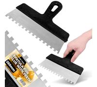 Llana Alicatada de Dientes 250 mm 8x8 mm Espátula Dentada Acero Inoxidable Alisadora Revestimiento Herramienta Aplicación Adhesivo Mortero Construcción Mampostería Pared Suelo