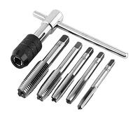 Llave con mango en T M3 M4 M5 M6 M8, juego de herramientas de roscado manual, broca de roscado de rosca de máquina ajustable Plata