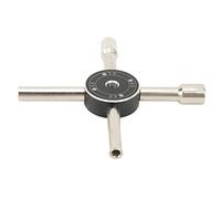 Llave de control eléctrico cruzada, llave universal de 4 vías con tamaños de 4, 5,5, 7 y 8 mm, herramienta manual de acero inoxidable para el mantenimiento de coches y barcos RC y (Plata)