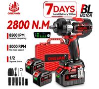 Llave de Impacto Eléctrica Inalámbrica ONEVAN 2800N.M, Atornillador de Alto Torque, Herramienta Eléctrica para Batería Makita de 18V 2 Battery Set A